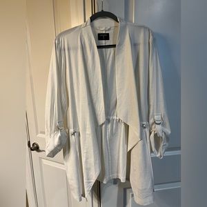 Tahari, linen-like weave, off-white, xl, unlined ladies jacket